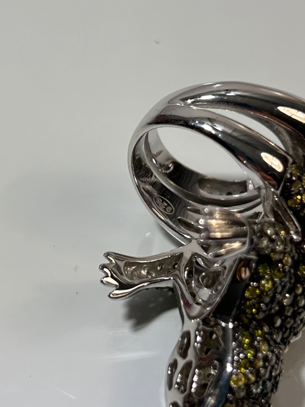 NWOT Sterling Silver Crystal Pave Gecko Lizard Ring - Picture 9 of 11